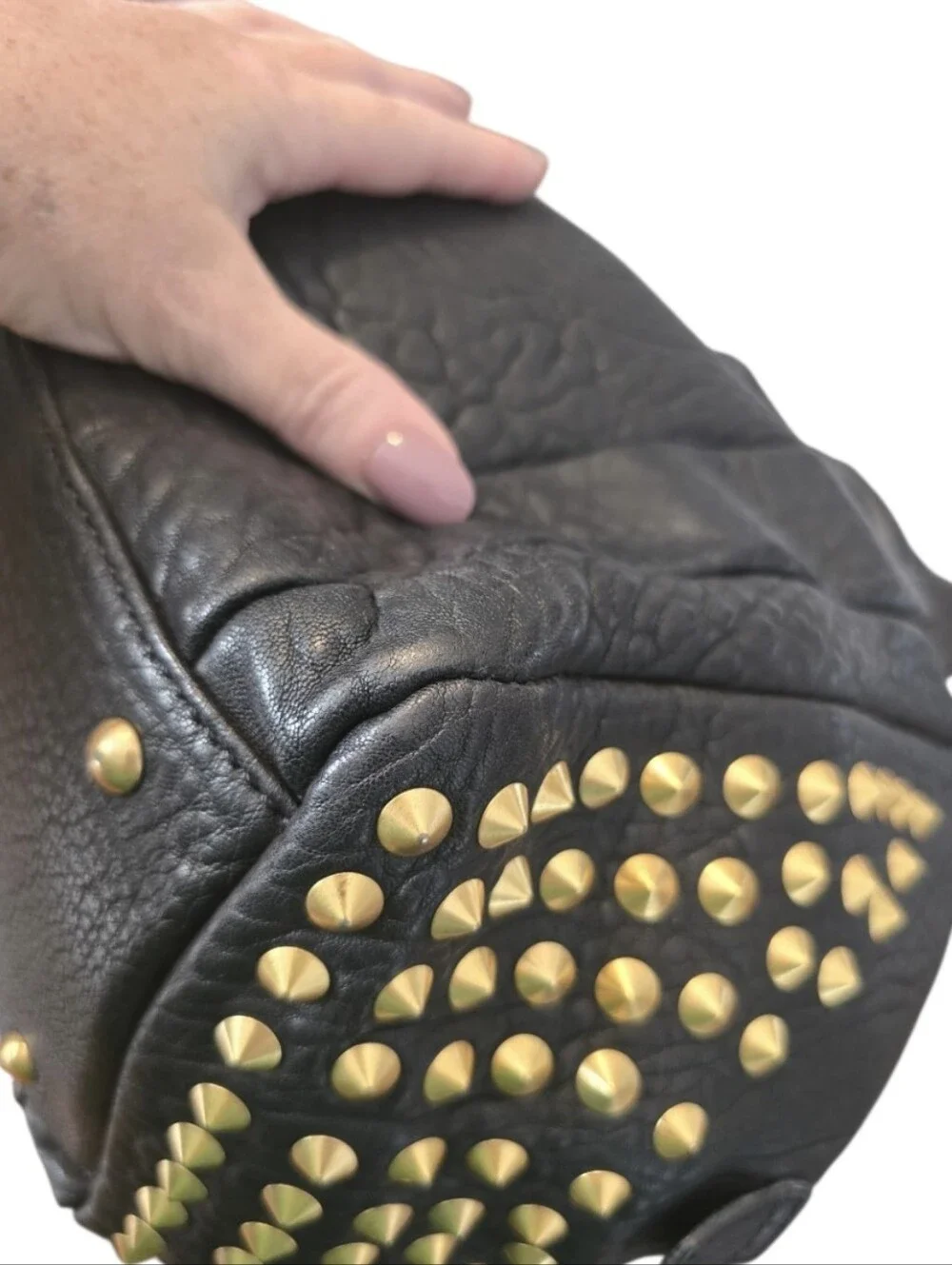 MCM Keana Studded Sheepskin Leather Satchel/Crossbody w/Dustbag In EUC
